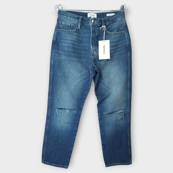 NEW Women FRAME Le Original High Rise Straight Fit Above Ankle Blue Jean Size 29 - Picture 2 of 10
